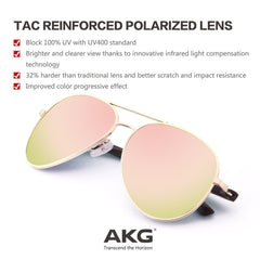 AKG Aviator Mirror Polarized Sunglasses 1621 - CrystalHillGlasses.com