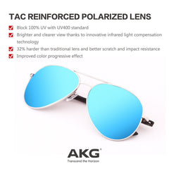 AKG Aviator Mirror Polarized Sunglasses 1621 - CrystalHillGlasses.com